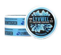 LyvWel Bolsas energéticas de cafeína de 72 mg | Enfoque nootrópico y apoyo neuro | Paquete de 3 con 16 bolsas por lata | Sin tabaco, sin nicotina, solución de energía rápida (paquete de 3, verde