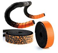 Lywencom Cinta para manillar de bicicleta, cómoda antideslizante, transpirable, delicada y suave, con 2 tapones de barra, para barra de ciclismo, con 2 cintas (naranja)