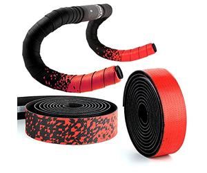 Lywencom Cinta para manillar de bicicleta, cómoda antideslizante, transpirable, delicada y suave, con 2 tapones de barra, para barra de ciclismo, con 2 cintas (Rojo)