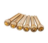 lyws 6pcs guitarra acústica latón puente Pin PEG uñas con cristal, diseño de lunares, amarillo