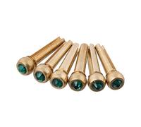 lyws 6pcs guitarra acústica latón puente Pin PEG uñas con cristal, diseño de lunares, verde