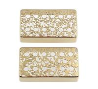 LYWSMSK 2 fundas de latón para pastilla de guitarra Humbucker con 12 agujeros de 50 mm / 52 mm, patrón de flores, color dorado