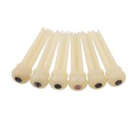 LYWSMSK 6 pines de puente de hueso para guitarra acústica sin blanquear con punto de concha de perla, tamaño estándar, cono de 3°