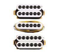 LYWSMSK Juego de 3 pastillas Humbucker estilo invasor para guitarra, de una sola bobina, cuello y medio y puente N/M/B (HSH, blanco)