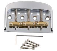 LYWSMSK - Puente corto para guitarra tele de estilo clásico con placa de aleación de zinc y 3 sillines de latón para guitarra eléctrica tele (cromo)