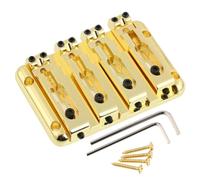 LYWSMSK Puente de bajo de 4 cuerdas con sillines ajustables independientes a través del cuerpo BB204 (dorado)