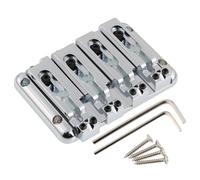 LYWSMSK Puente de bajo de 4 cuerdas con sillines ajustables independientes, cuerda a través del cuerpo BB204 (cromo)