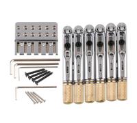 LYWSMSK Puente de guitarra sin cabeza de 6 cuerdas cromadas y bloqueo de cuerda de latón, tuerca de bloqueo