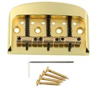 LYWSMSK Puente de guitarra Tele corto de tamaño medio con placa de aleación de zinc y 3 sillines de latón para guitarra eléctrica Tele (dorado)