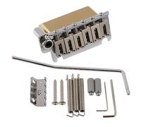 LYWSMSK Puente de trémolo de guitarra estilo ST Strat de 2 puntos, bloque de latón macizo, espaciado de cuerdas de 10,5 mm, sillín de aleación de zinc cromado