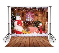 LYWYGG 10x10FT Muñeco de Nieve Fotografía Telón de Fondo de Navidad - Casa de Vacaciones Regalos para el Árbol Fondo para la Fiesta Decoración CP-97
