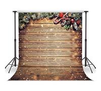 LYWYGG 10x10FT Telones de Fondo de Navidad para Fotografía Telón de Fondo de Madera de Navidad Día de Nieve Fondo de Fotografía de Pared de Madera Telón de Fondo de Foto de Navidad CP-200-1010
