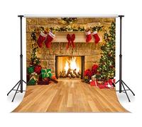 LYWYGG 12x10FT Telón de Fondo de Chimenea de Navidad Telón de Fondo de Navidad Telón de Fondo de árbol de Navidad Telón de Fondo de Cena de Navidad Decoraciones para Fiestas en el hogar CP-282-1210