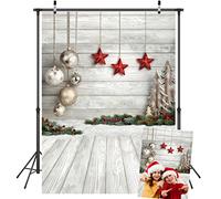 LYWYGG 5x7FT Fondo de Fotografía de Estrellas, Tablero de Madera Blanco, Decoración de Navidad para Niños CP-283