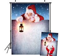 LYWYGG 5x7FT Fondo de Noche de Nieve de Navidad Fondo de Santa Claus Fondo de lámpara de Aceite Telón de Fondo de Navidad Telón de Fondo de Foto CP-197
