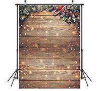 LYWYGG 5x7FT Telón de Fondo de Navidad para Fotografía - Madera, Día de Nieve, Pared - Fondo de Foto CP-198