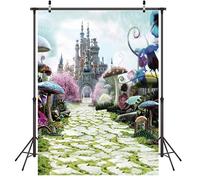 LYWYGG 5x7FT Vinilo fotografía telón de Fondo Castillo fantástico y Setas de Colores telón de Fondo Cuento de Hadas Fiesta Princesa Castillo telón de Fondo CP-108