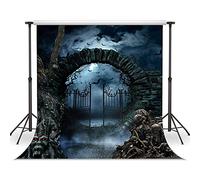 LYWYGG 7x5ft bosque Luna luz fondo terror Halloween noche aterrador fiesta fondo decoración Halloween hogar suministros fotografía fondos cp-366