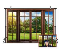 LYWYGG 7x5FT Fondo de fotografía de al Aire Libre Paisaje telón de Fondo de la Oficina del hogar decoración Interior Escena Fondos de videoconferencia telón de Fondo de la Ventana CP-309