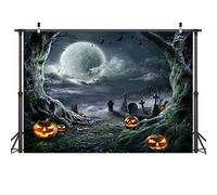 LYWYGG 7x5FT Fondo de Fotografía de Halloween Fondo de Terror de Noche de Halloween Fondo de Fotografía de Linterna de Calabaza Fondo de Fotografía de Fiesta de Halloween CP-273