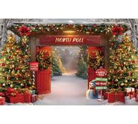 LYWYGG 7x5FT Fondo de Navidad Árbol de Navidad y Fondo de la Puerta Noche Cena Familiar Decoración Prop CP-688