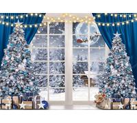 LYWYGG 7x5FT Fondo de Navidad Fondo de Ventana de Navidad Noche Fotografía Estudio Fotografía Prop CP-684