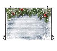 LYWYGG 7x5ft Fondo de Pared de Madera Fotografía de Navidad Contextos para fotógrafos White Snow Photo Background for Studio Photo Props CP-99