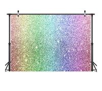 LYWYGG 7x5FT Rainbow Glitter Bokeh Cumpleaños Fondo Flash Fantástico Bebé Niña Fiesta de Cumpleaños Fotografía Fondo Pastel Mesa Banner Photo Studio Props CP-218