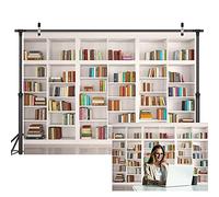 LYWYGG 7x5FT Telón de Fondo de Estantería y Biblioteca para Oficina y Videoconferencia - Fondo de Libros Vintage para Fiesta CP-259 Multicolor