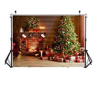 LYWYGG 7x5FT Telón de Fondo de Navidad para Chimenea de Navidad de telón de Fondo de Navidad para Cena, Fondo de Tela, decoración de Fiesta Familiar, Eve Chimenea fotografía telón de Fondo CP-371