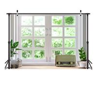 LYWYGG 7x5FT Videoconferencia Fotografía Telón de Fondo al Aire Libre Paisaje Fondo de la Oficina en el Hogar Decoración del Hogar Fondo Interior Vivo Ventana Telón de Fondo CP-310