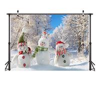LYWYGG 7x5FT Vinilo fotografía telón de Fondo Tema de Navidad Lindo muñeco de Nieve Blanco Nieve árbol fotográfico Fondo Estudio Fotos Props CP-88