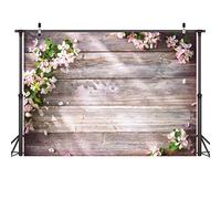 LYWYGG 7x5FT Vinilo Fotografía Telones de Fondo Accesorios de Estudio fotográfico Tablones de Madera y Tema de Flores Fotografía de Fondo CP-131