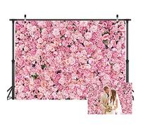 LYWYGG 8x6FT Fondos de Pared Rosa Telones de Fondo Florales Fondos de fotografía Floral Telón de Fondo de Pared de Flores 3D Telón de Fondo de Flores Rosa Telón de Fondo de Compromiso CP-314-0806