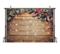 LYWYGG 8x6FT Telón de Fondo de Navidad para Fotografía - Madera, Día de Nieve, Pared - CP-200-0806