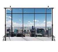 LYWYGG 8x6FT Ventana Fondo de videoconferencia Paisaje al Aire Libre Fondo de Oficina en casa Decoración del hogar Interior Estudio en Vivo Biblioteca Fondo fotográfico Fondo de Fiesta CP-311-0806