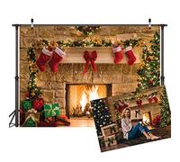 LYWYGG 8x8FT Fondo de Fotografía de Navidad - Chimenea Interior, Cena y Fiesta Familiar - Estufa CP-282-0808