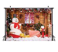 LYWYGG 8x8FT Vinilo Lindo Muñeco de Nieve Fotografía Telón de Fondo Navidad Casa de Vacaciones Árbol Regalos Fondo para Decoración de Fiesta Accesorios CP-98-0808