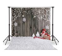 LYWYGG Antecedentes 10X10Ft de Navidad Fondos de nieve suelo Photo pared de madera fondos de fotografía 10x10FT Gris