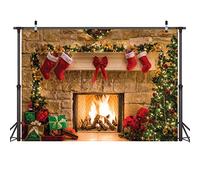 LYWYGG CP-282 7x5FT Fondo de Fotografía de Navidad con Chimenea Interior para Cena y Fiesta Familiar