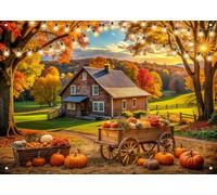 LYWYGG Fondo de cosecha de otoño de 7 x 5 pies, telón de fondo de ciudad de calabaza, fotografía, estudio, fotografía, decoración, utilería CP-672