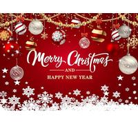 LYWYGG Fondo de Navidad 7 x 5 Pies - Telón Rojo Para Decoración de Año Nuevo y Feliz Navidad - Accesorio de Estudio Fotográfico CP-548