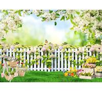 LYWYGG Telón de fondo de primavera de 2,1 x 1,5 m, fondo de fotografía de jardín, fondo de Pascua, primavera, flores, fiesta, boda, baby shower, cumpleaños de niños, decoración CP-607
