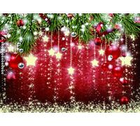 LYWYGG Telón de fondo rojo de Navidad de 7 x 5 pies, decoración de Navidad y telón de fondo de estrella para estudio de fotografía, accesorios de fotografía CP-550