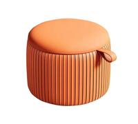 lyxamjrzyp Pequeño Reposapiés, Redondo Acolchado, Puff Otomano en Tela Técnica, para Entrada, Sala de Estar y Hogar(Orange,X-Large)