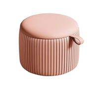lyxamjrzyp Pequeño Reposapiés, Redondo Acolchado, Puff Otomano en Tela Técnica, para Entrada, Sala de Estar y Hogar(Pink,Large)
