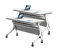 LYXBKSW Mesa de Conferencias Plegable Blancas, Paquete de 2 Escritorio Móviles con Ruedas para Salas de Reuniones de Oficina, Eventos Corporativos y Aulas(160x50cm/63x19.6in)