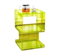 LYXBKSW Mesita Auxiliar de Acrílico Transparente, Mesita de Noche de 3 Niveles con Almacenamiento, Mesa de Centro para Sala de Estar/Dormitorio - Mueble Que Ahorra Espacio 40 x 40 x 60 cm(Yellow)