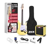 LyxPro Juego de guitarra eléctrica de 99 cm (39 pulgadas) con amplificador de 20 W, todos los accesorios, sintonizador de clip digital, seis cuerdas, dos púas, barra de trémolo, correa para el hombro,