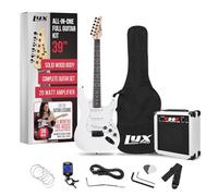 LyxPro - Kit de guitarra eléctrica de 39 pulgadas con amplificador de 20 W, guitarras eléctricas con afinador de clip digital, cuerda de guitarra, dos púas, barra de trémolo, correa para el hombro,